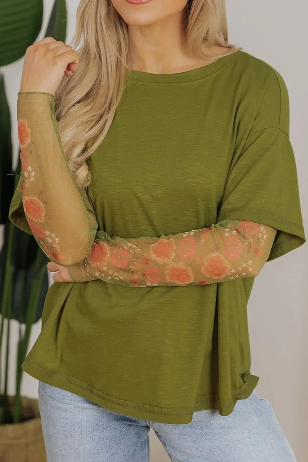 Round Neck Mesh Long Sleeve T-Shirt - Southern Shores Clothing