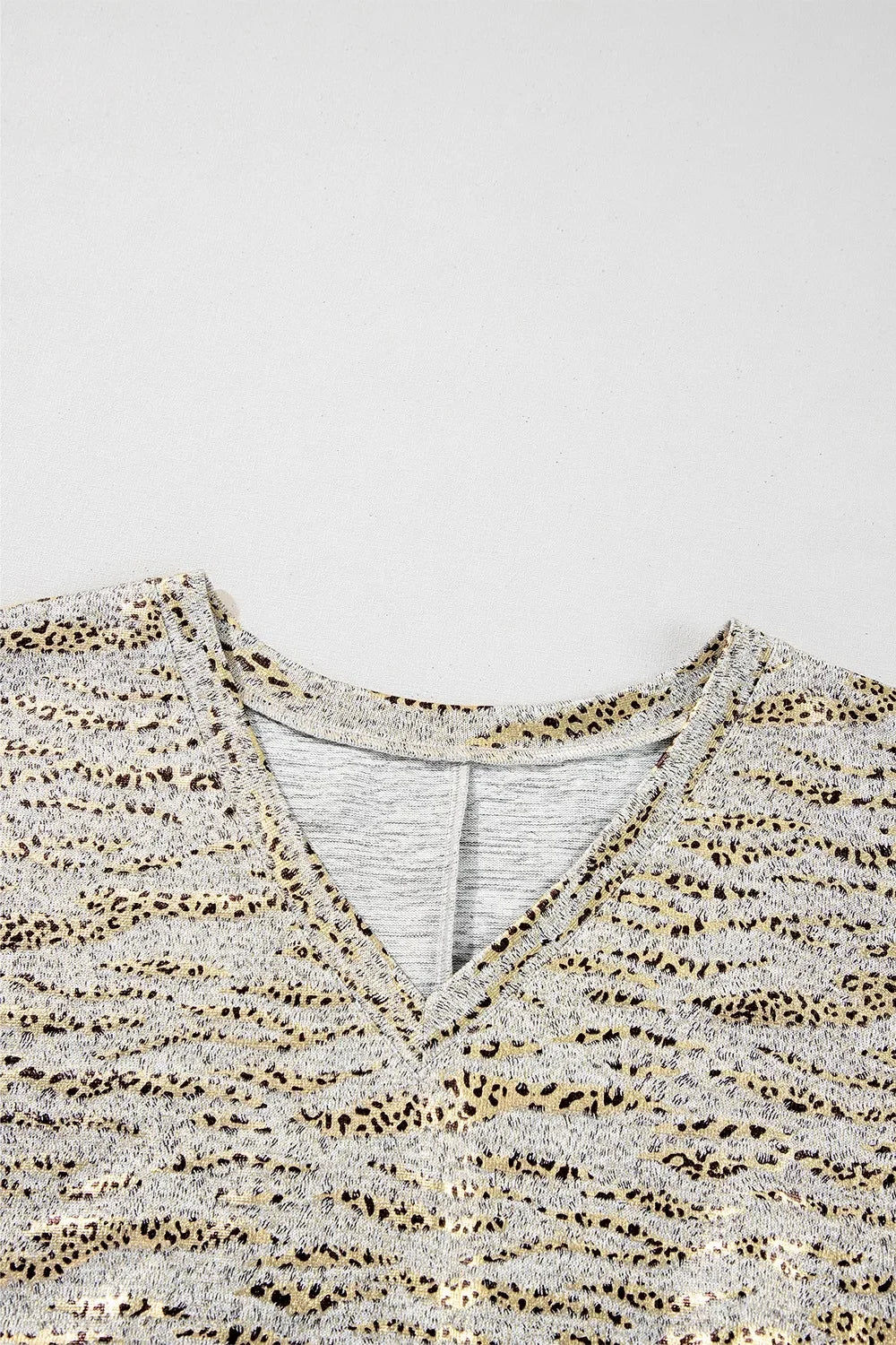Leopard Print Half Sleeve V Neck Loose Fit T Shirt - Southern Shores Clothing