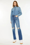 Nautical Inspired Ultra High Rise 90s Boyfriend Jeans - Southern Shores Clothing