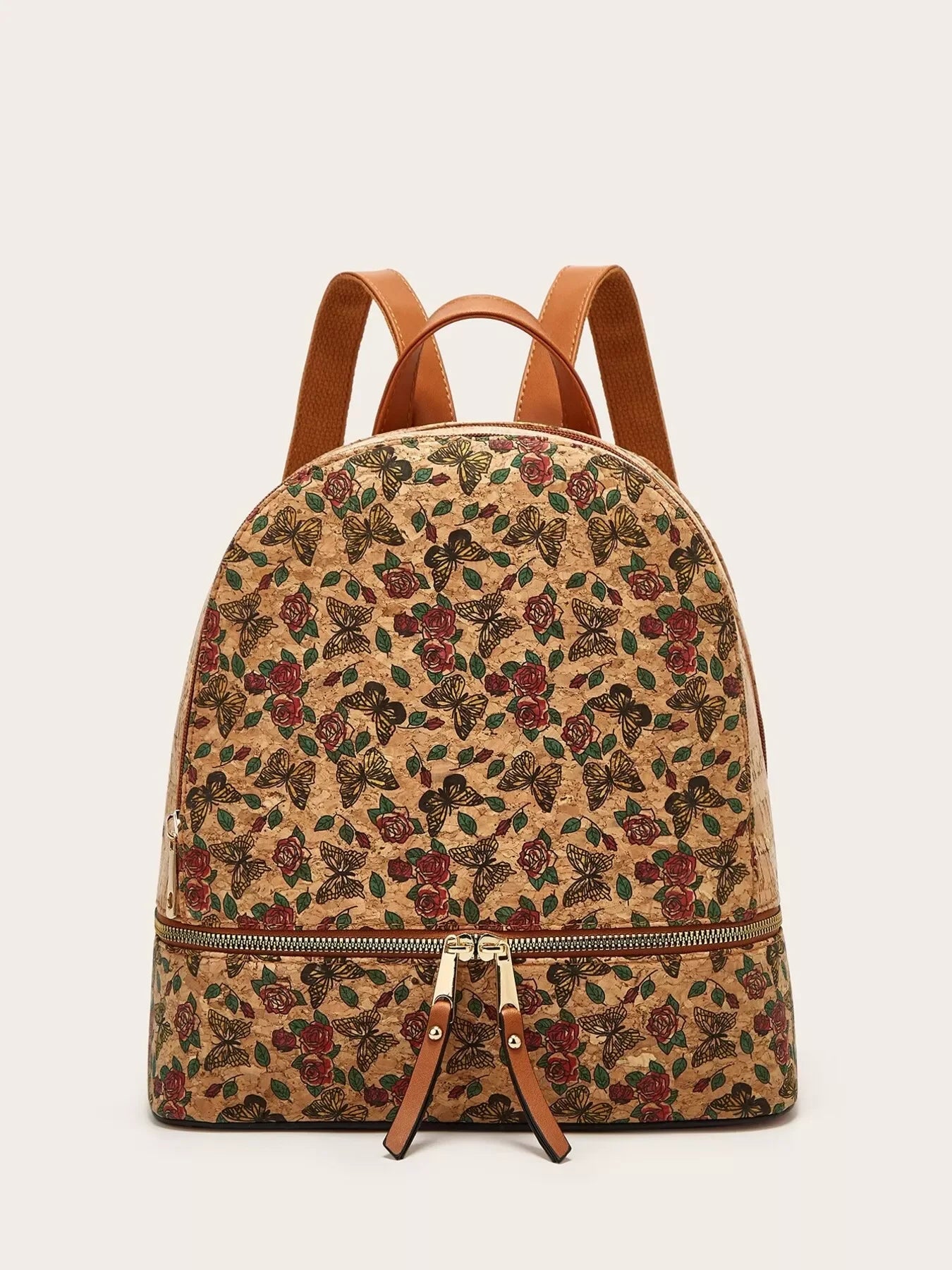 Floral Butterfly Print Leather Backpack Bag - Southern Shores Clothing