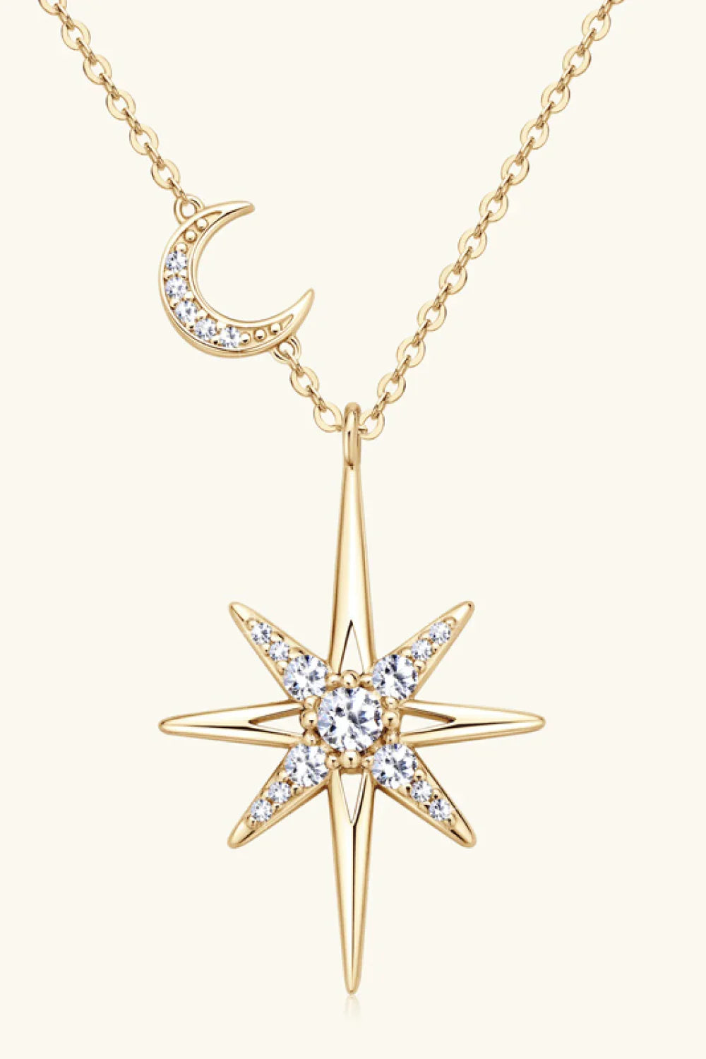 Platinum-Plated Moissanite Sterling Silver Star Moon Necklace