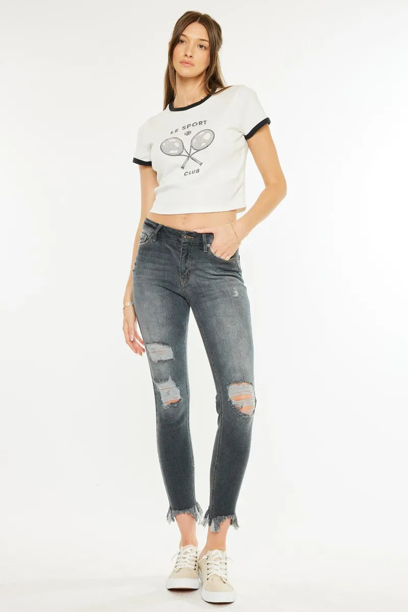 Coastal Kancan High Rise Distressed Ankle Skinny Jeans