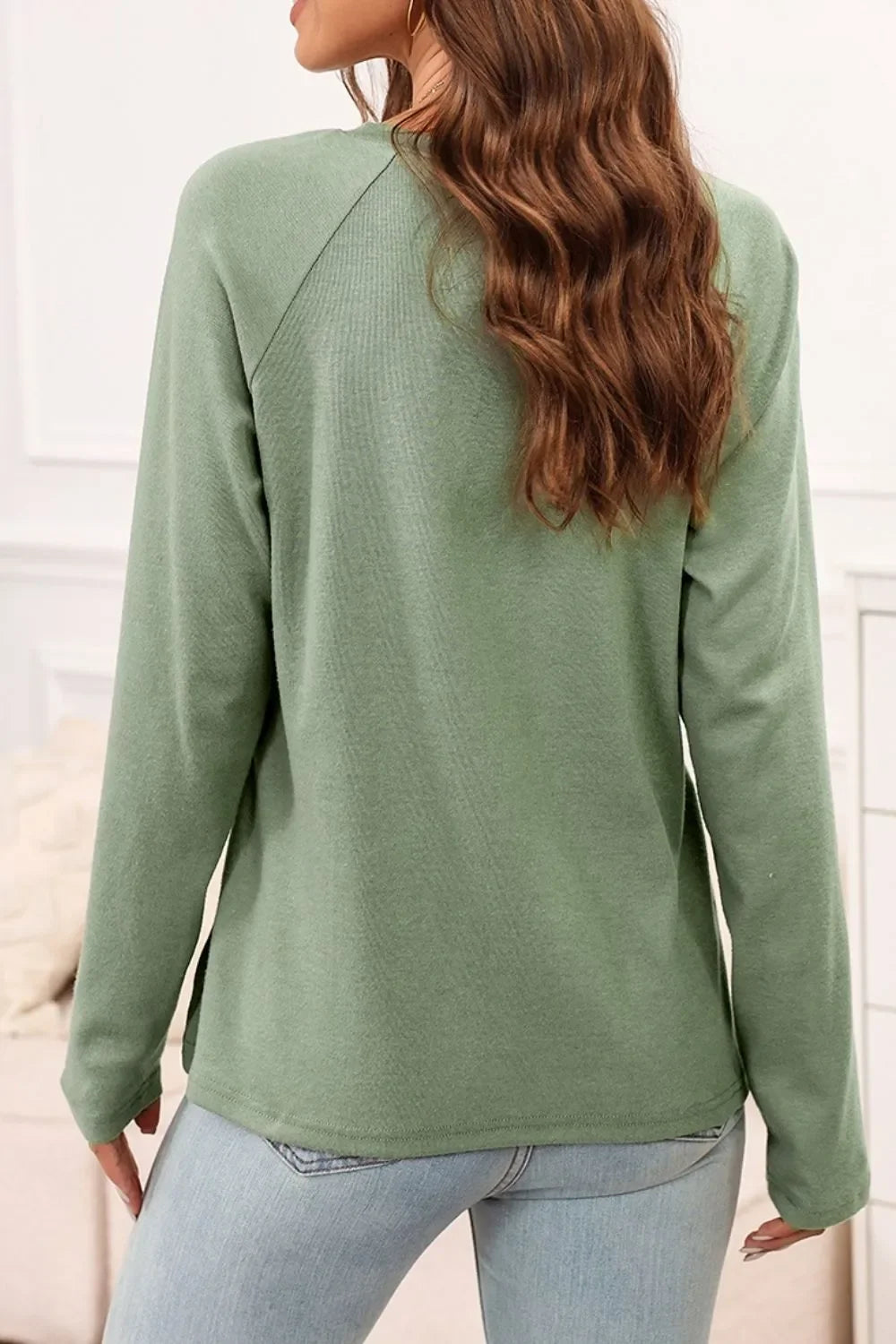 Texture Round Neck Long Sleeve T-Shirt - Southern Shores Clothing