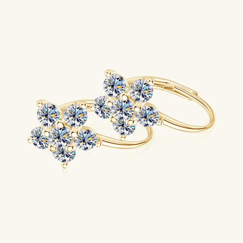 1.2 Ct Sterling Silver Moissanite Flower Huggie Earrings - Southern Shores Clothing