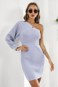 One Shoulder Raglan Sleeve Pencil Sweater Dress - Southern Shores Clothing
