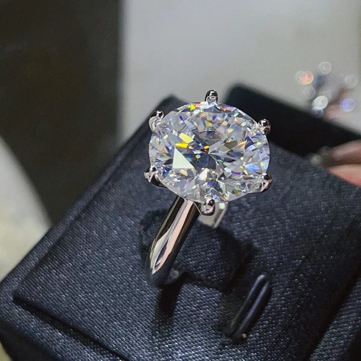 10 Carat Moissanite Platinum-Plated Sterling Silver Ring - Southern Shores Clothing