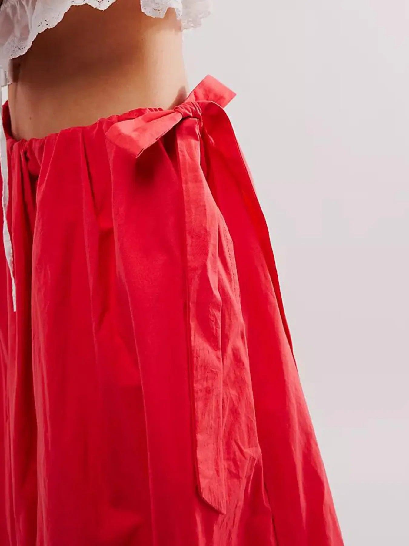 Drawstring Side Bow Maxi Skirt With Pockets - Southern Shores Clothing