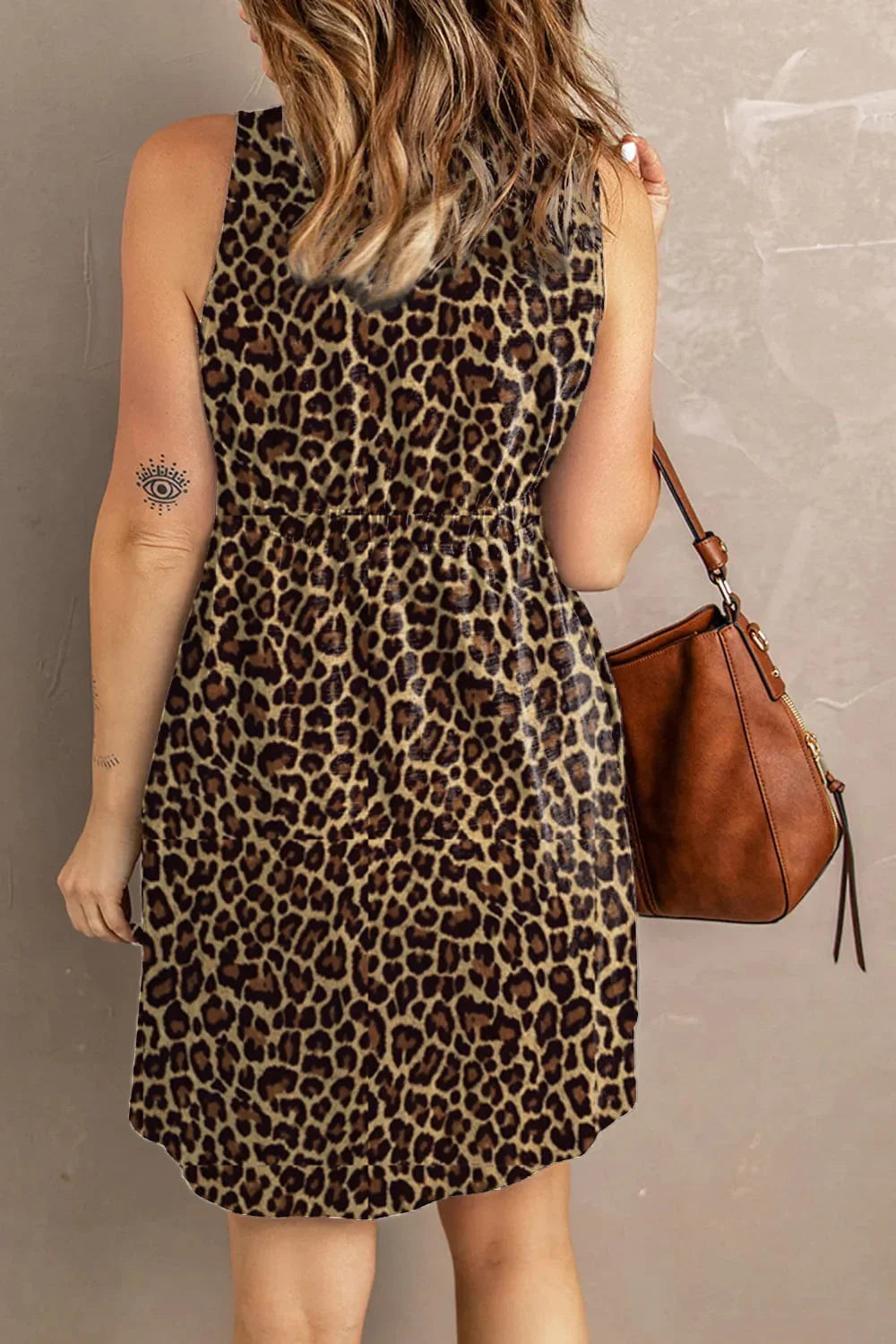 Double Take Printed Scoop Neck Sleeveless Buttoned Magic Dress with Pockets - Southern Shores Clothing