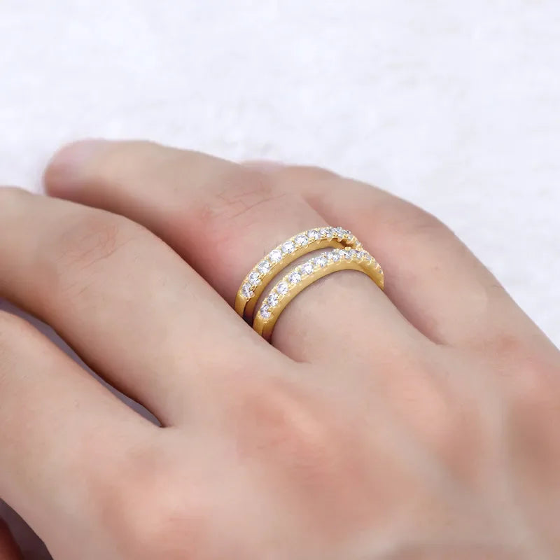 Moissanite Double Layered Ring in Sterling Silver - Southern Shores Clothing