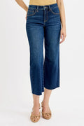 Plus Size High Rise Crop Wide Denim Jeans Tummy Control - Southern Shores Clothing