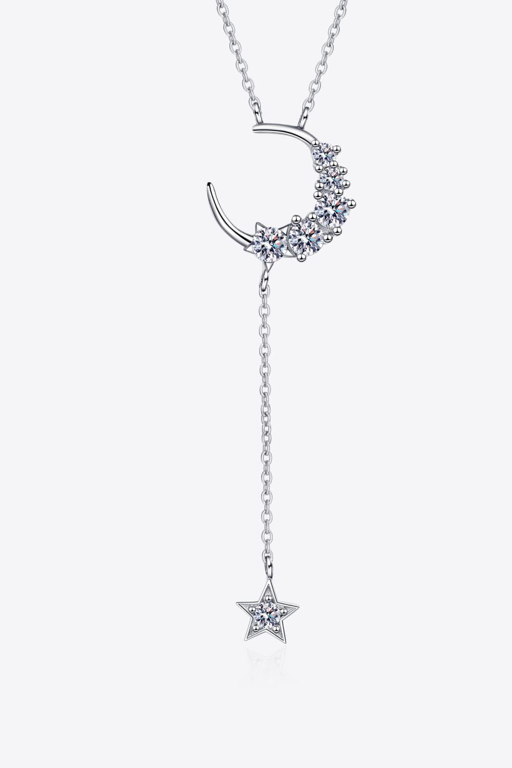 Star And Moon Moissanite Necklace Sterling Silver - Southern Shores Clothing