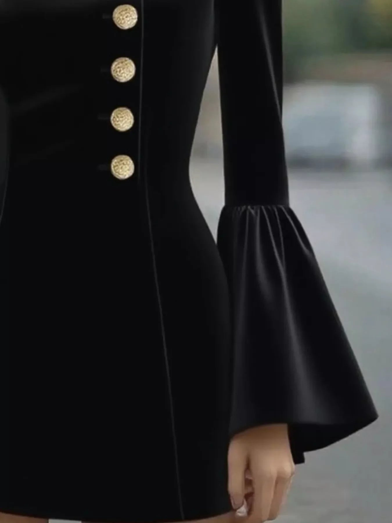 Bell Sleeve Mini Dress With Front Button - Southern Shores Clothing