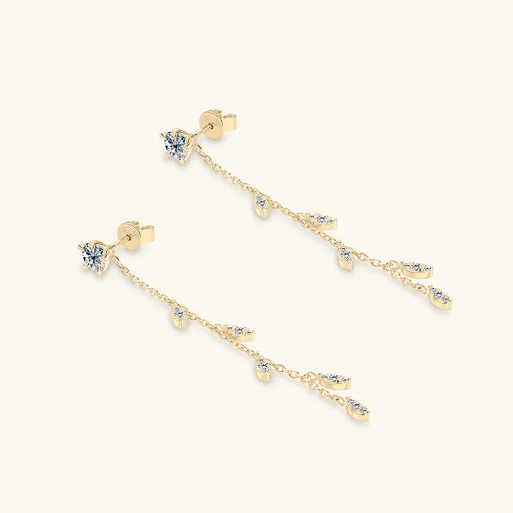 1.38 Carat Moissanite Sterling Silver Leaf Earrings - Southern Shores Clothing