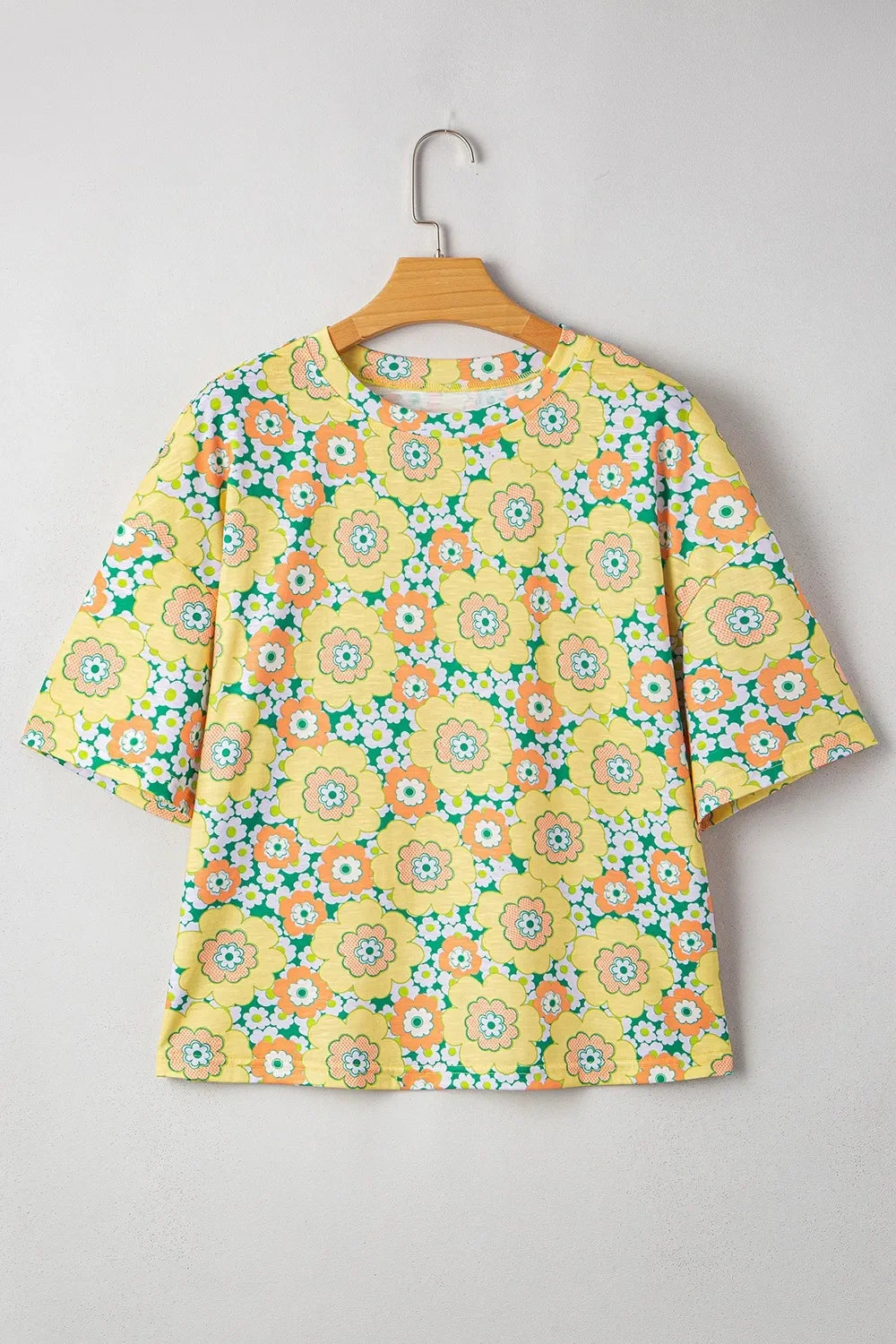 Floral Print Round Neck Oversized T Shirt - Southern Shores Clothing