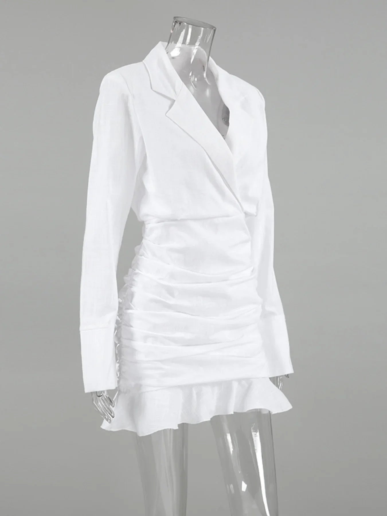 Blazer Style Ruched Mini Dress With Structured Fit - Southern Shores Clothing