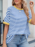 Striped Round Neck Half Sleeve T-Shirt - Southern Shores Clothing