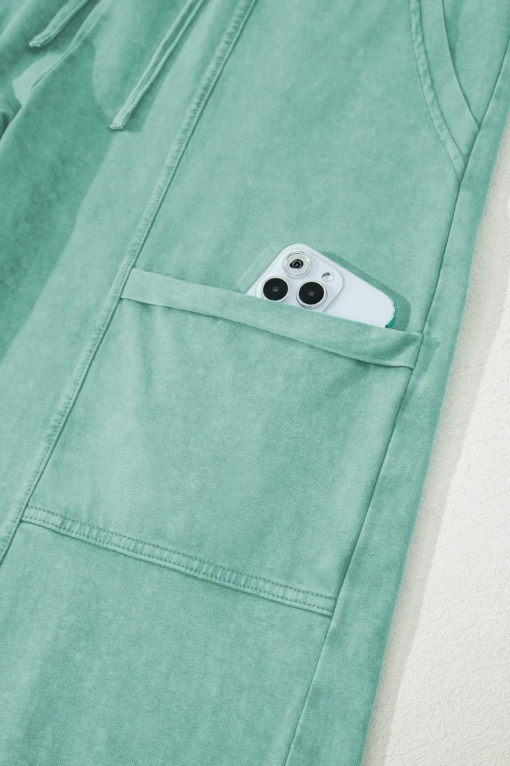 Mineral Wash High Waist Wide Leg Cotton Cargo Pants - Southern Shores Clothing