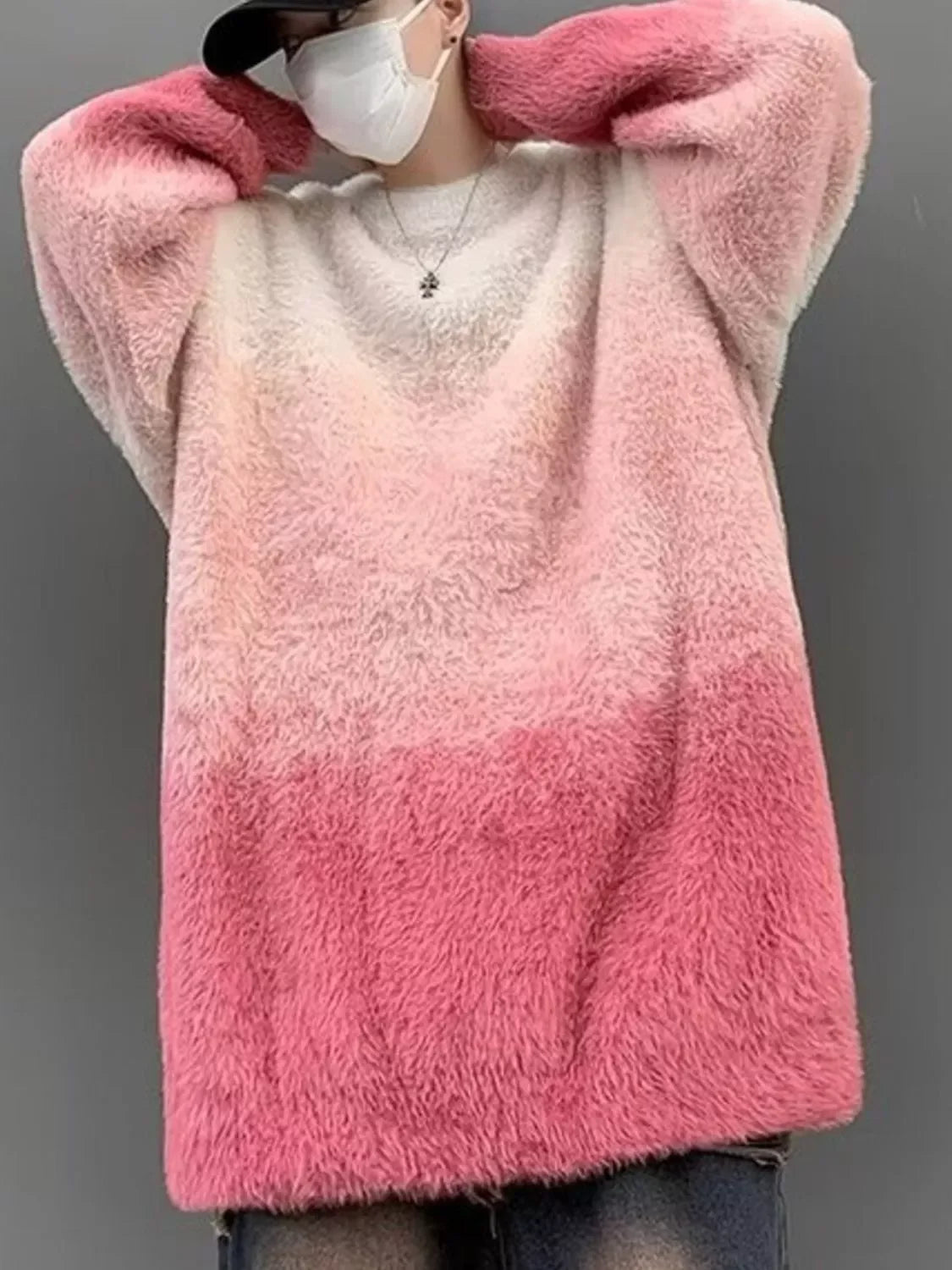 Oversized Gradient Fuzzy Knit Pullover Sweater - Southern Shores Clothing