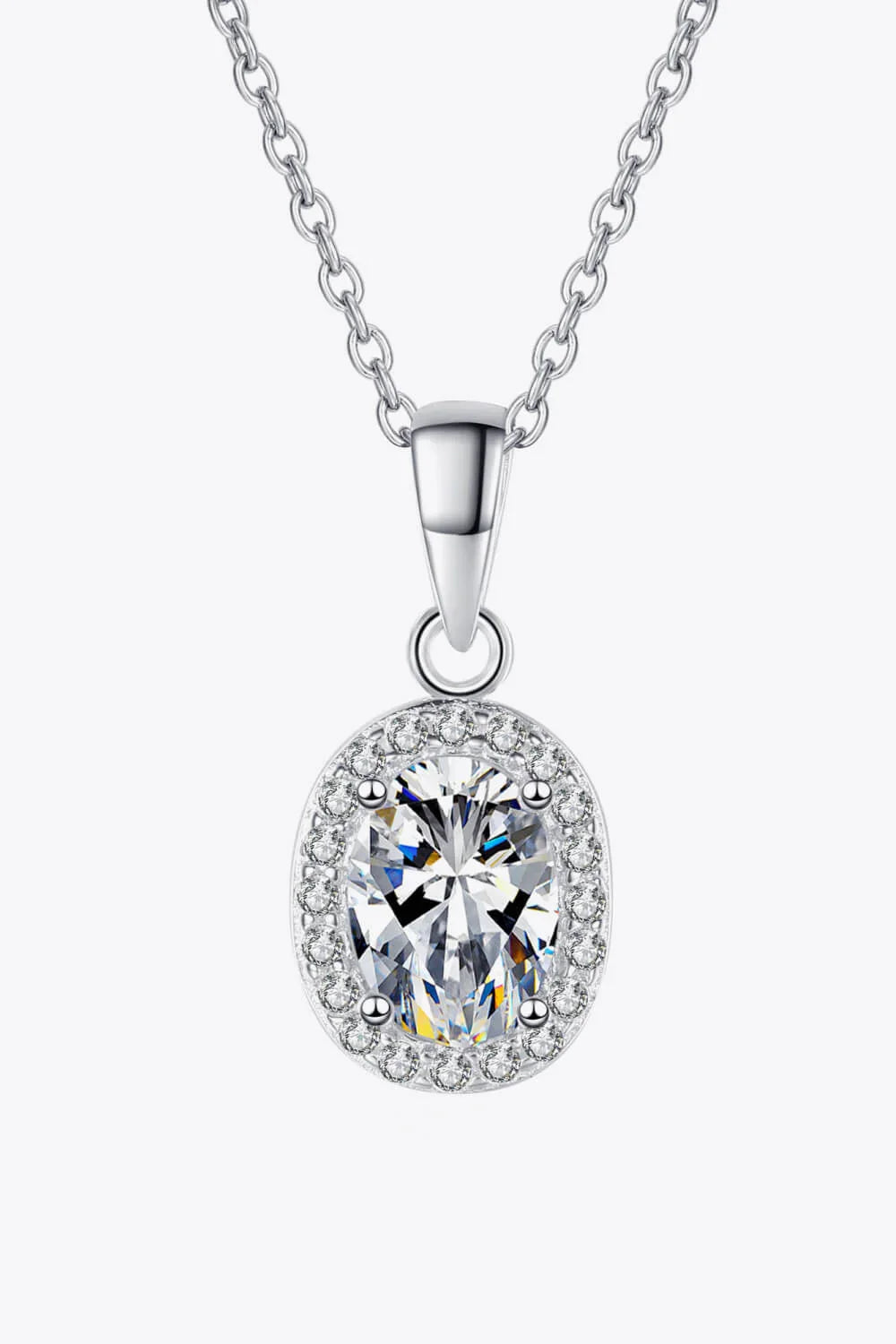 One Carat Moissanite Pendant Necklace Rhodium-Plated Silver - Southern Shores Clothing