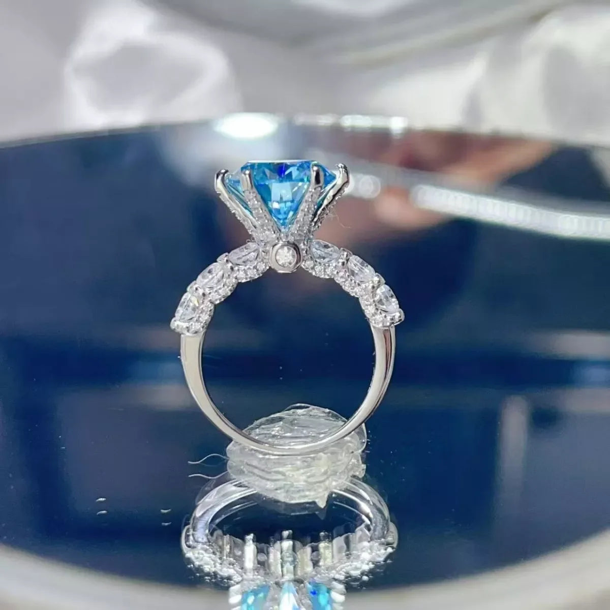 Moissanite Ring 5 Carat, 6-Prong Solitaire, Sterling Silver - Southern Shores Clothing