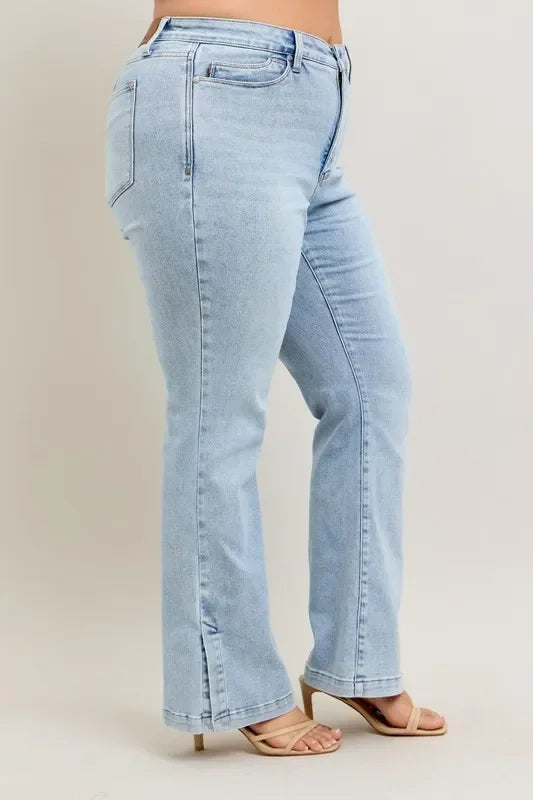 Plus Size Tummy Control Vintage Wash Slim Boot Jeans - Southern Shores Clothing