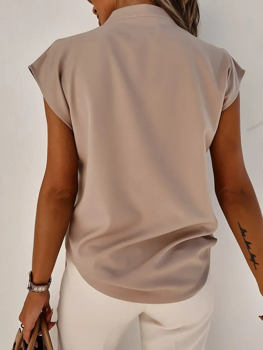 Southern Shores Clothing V-Neck Cap Sleeve Polyester Blouse For Casual And Everyday Outfits - Southern Shores Clothing