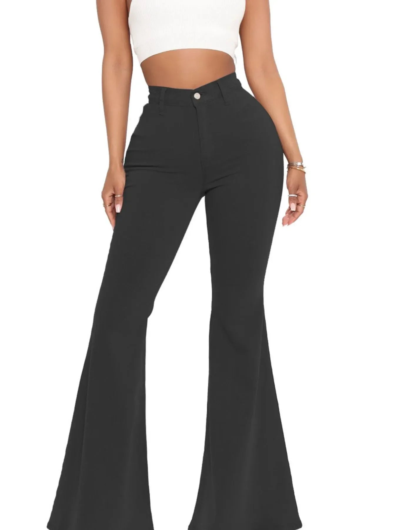 Plus Size Beachside High Waisted Raw Hem Flare Jeans - Southern Shores Clothing