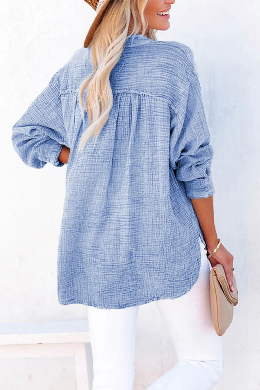 Timeless Southern Shores Clothing Buttoned Long Sleeve 100% Cotton Blouse with Versatile Style - Southern Shores Clothing