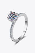 1 Carat Moissanite Rhodium-Plated Minimalist Ring - Southern Shores Clothing