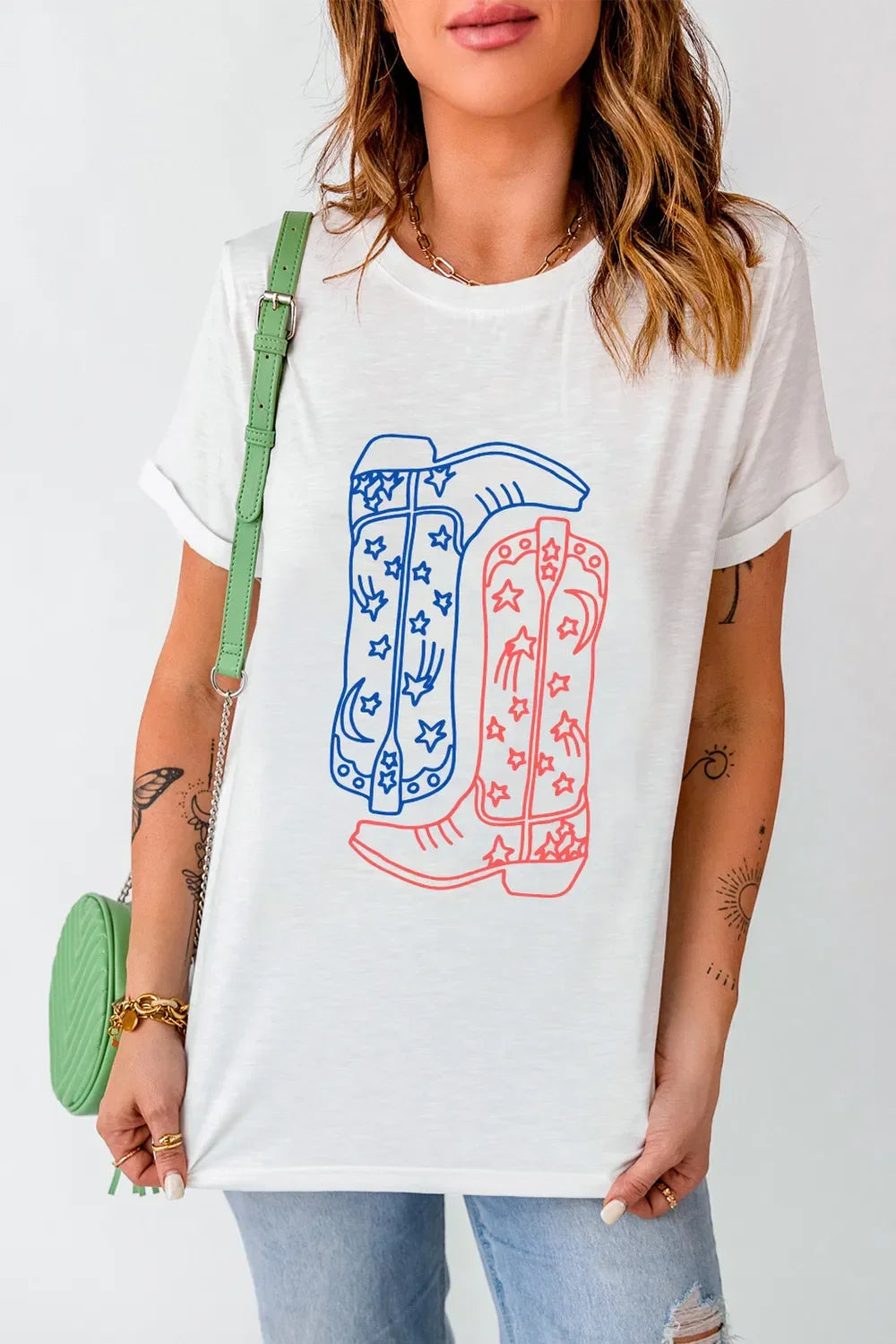 Boot Graphic Round Neck Short Sleeve Tee - Southern Shores Clothing