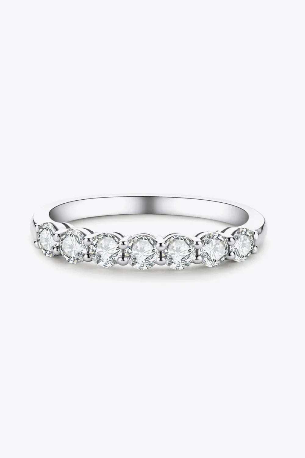 Moissanite Minimalist Ring, Platinum-Plated Silver - Southern Shores Clothing