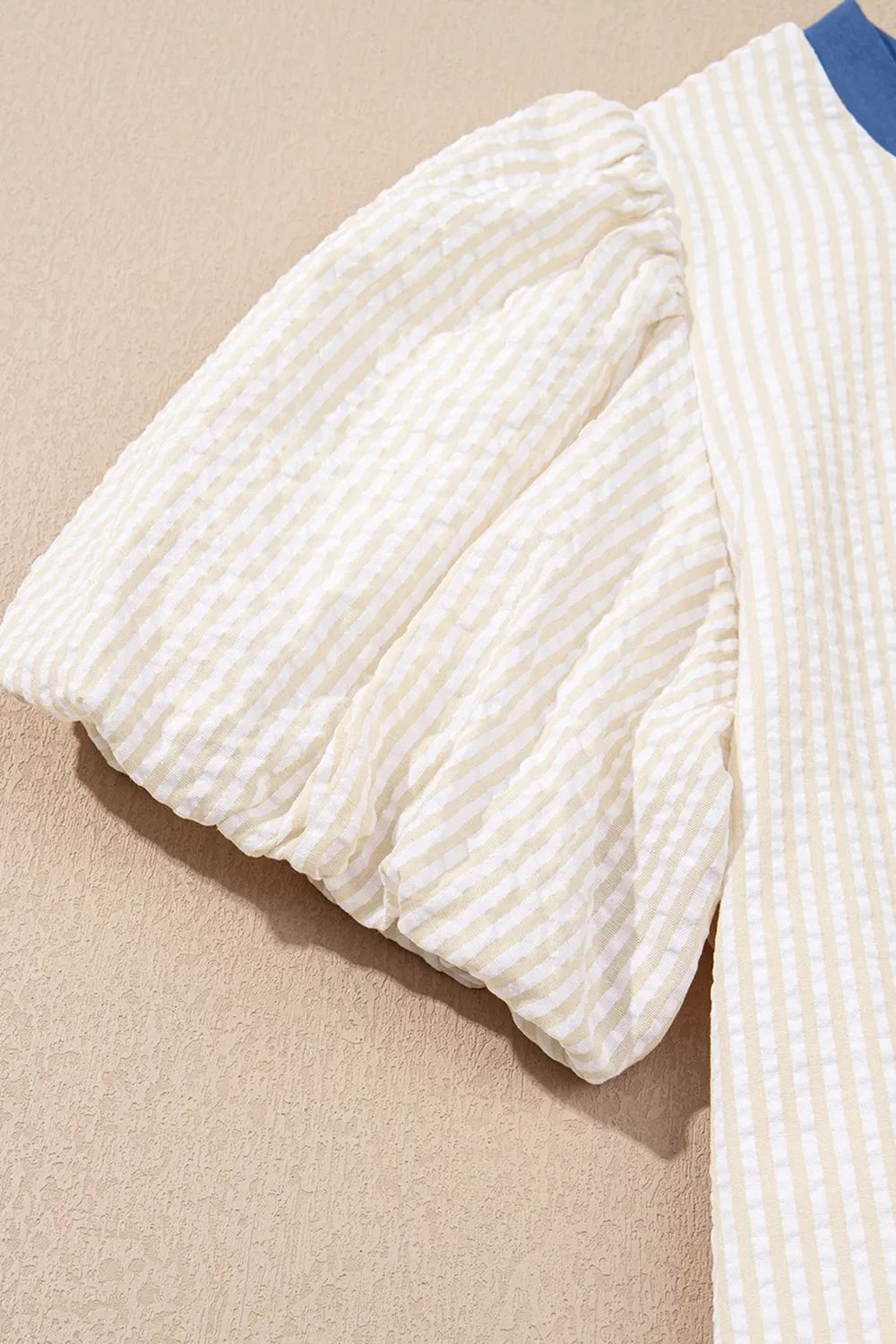 Stripe Seersucker Round Neck Puff Sleeve T Shirt Dress - Southern Shores Clothing
