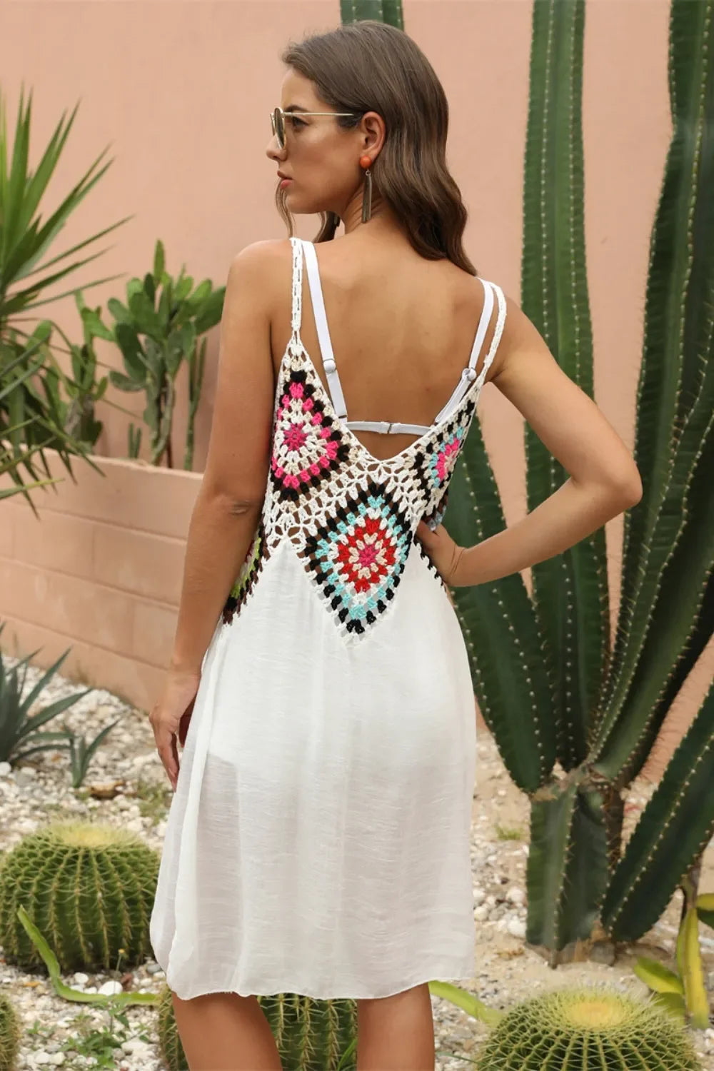 Geometric V-Neck Spaghetti Strap Cover Up One Size - Southern Shores Clothing