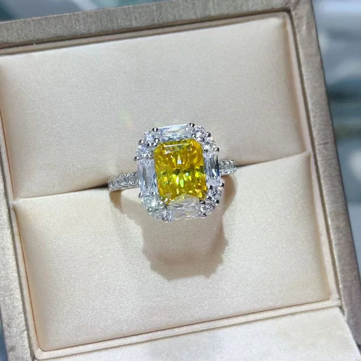 3 Carat Moissanite Halo Ring In Sterling Silver Setting - Southern Shores Clothing