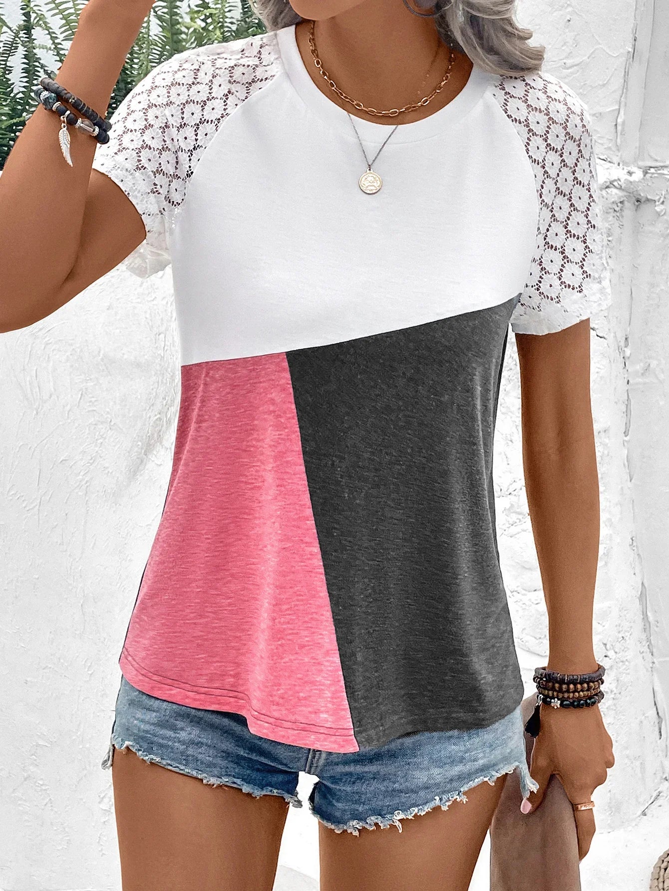 Raglan Sleeve Round Neck Tee With Stretch Fabric - Southern Shores Clothing