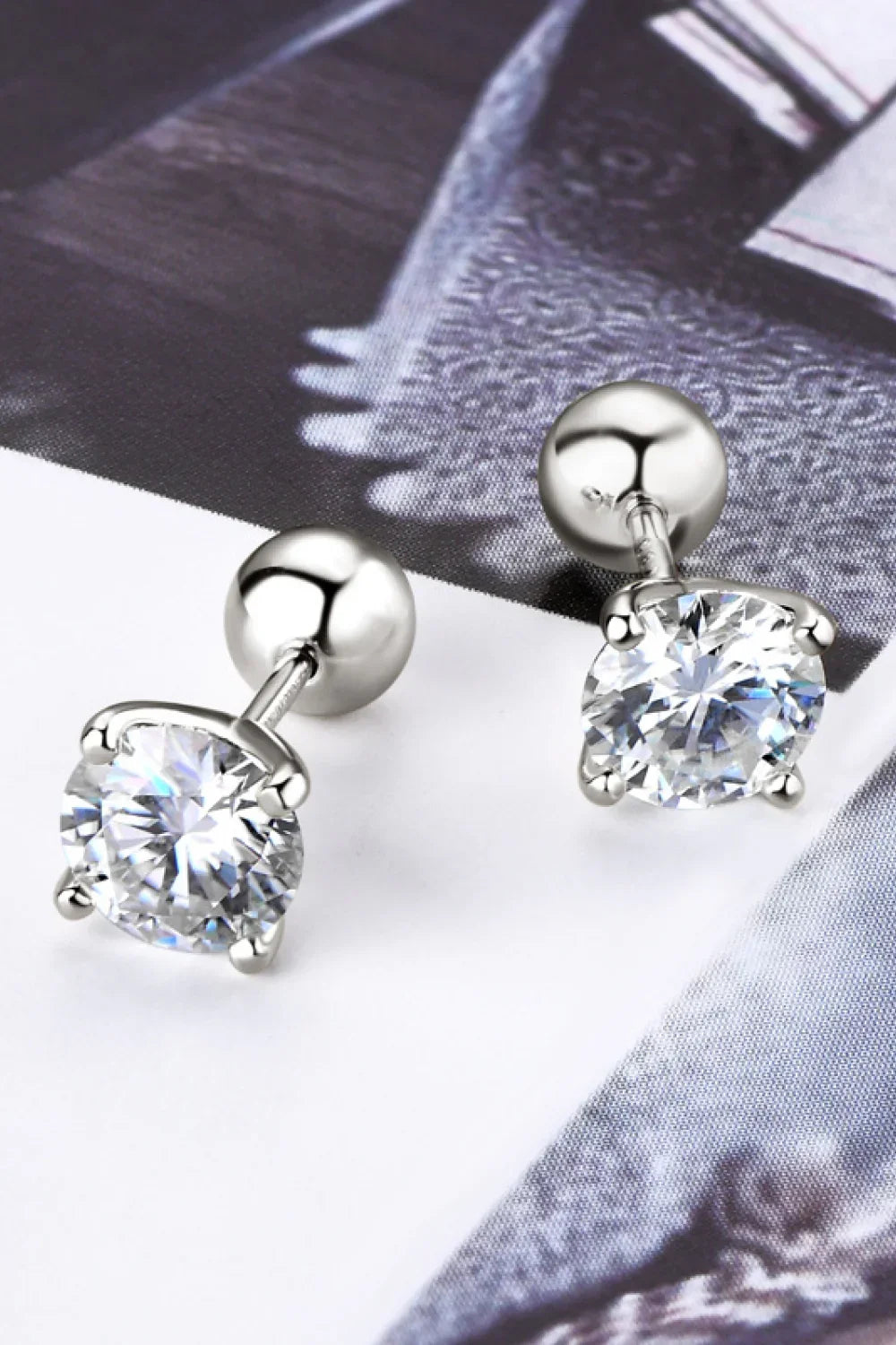 Moissanite Sterling Silver Stud Earrings 2 Carat - Southern Shores Clothing