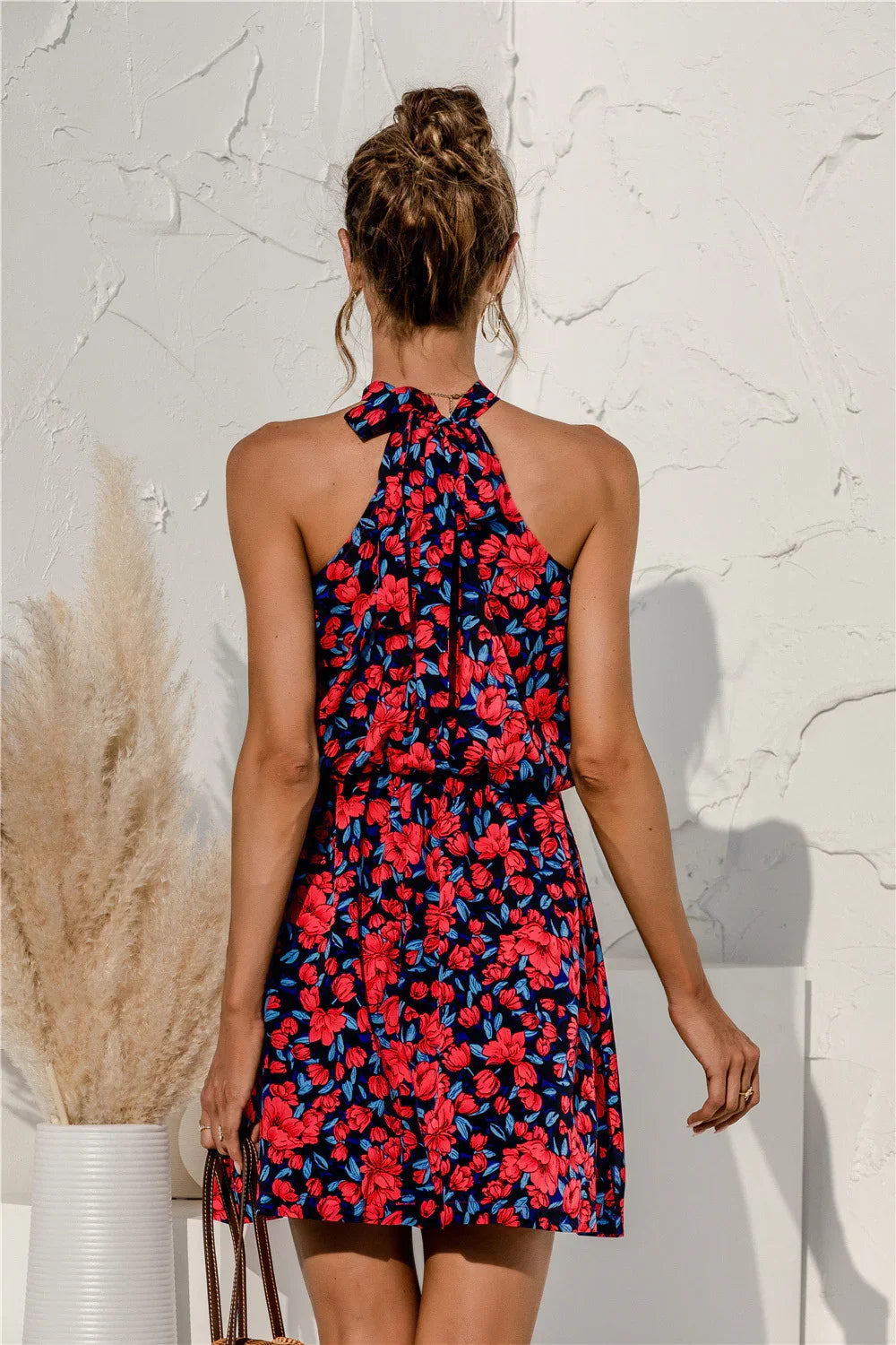 Floral Tied Sleeveless Mini Dress - Southern Shores Clothing