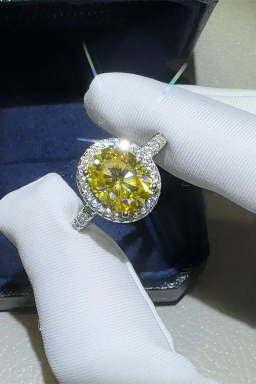 3 Carat Moissanite Halo Ring in Sterling Silver - Southern Shores Clothing