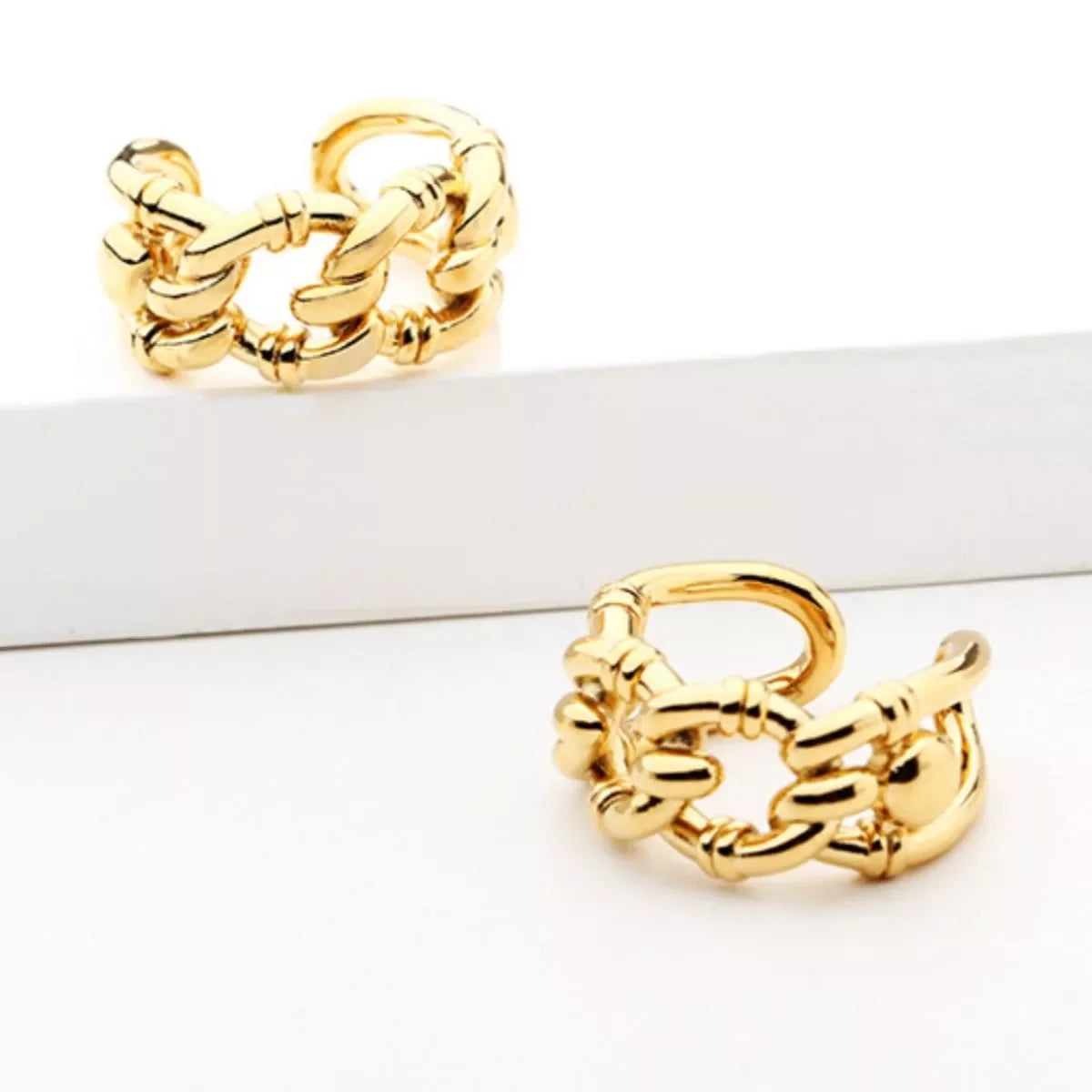 Adjustable 18K Gold-Plated Chain Link Open Ring - Southern Shores Clothing