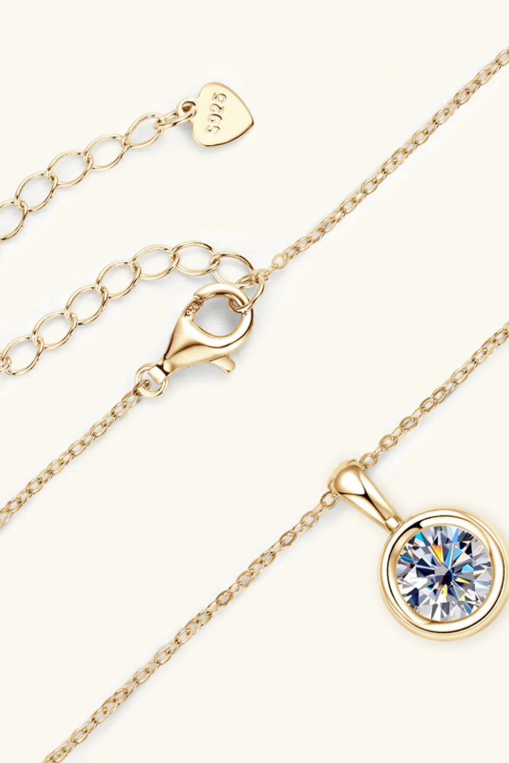 2 Carat Moissanite Necklace In Sterling Silver Chain - Southern Shores Clothing