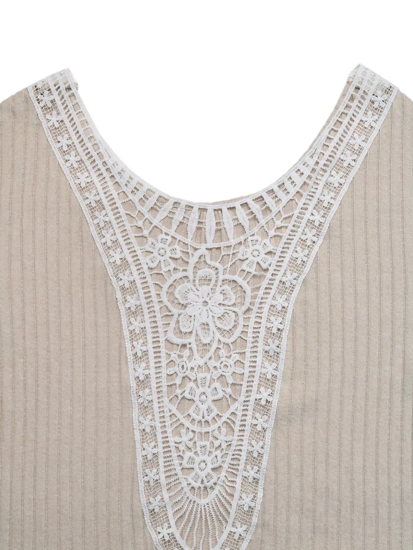 Lace Detail Ribbed Knit Long Sleeve T-Shirt - Southern Shores Clothing