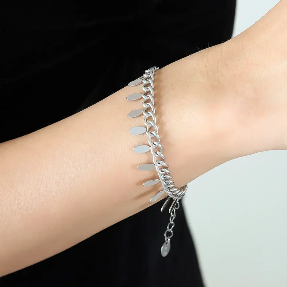 18K Gold-Plated Titanium Steel Leaf Charm Bracelet - Southern Shores Clothing