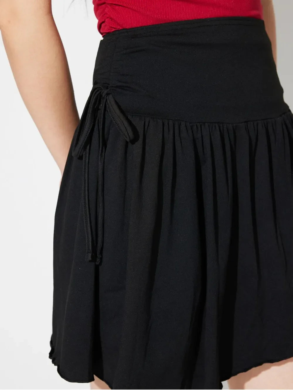 Side Tie Asymmetric Hem Mini Skirt Adjustable Fit Casual - Southern Shores Clothing