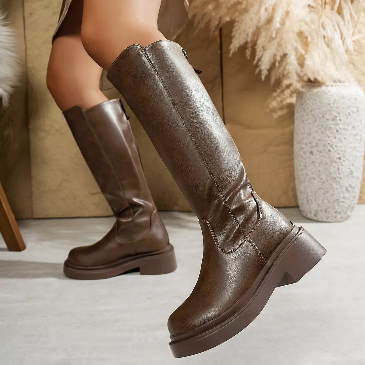 Round Toe Block Heel Ankle Boots Casual Chic - Southern Shores Clothing