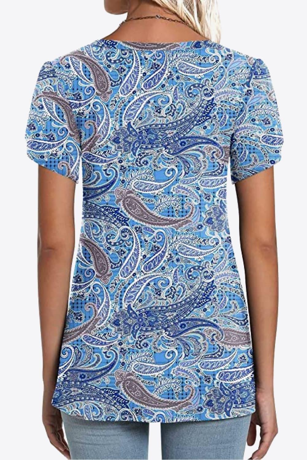 Casual Floral V Neck Blouse With Petal Sleeves - Southern Shores Clothing