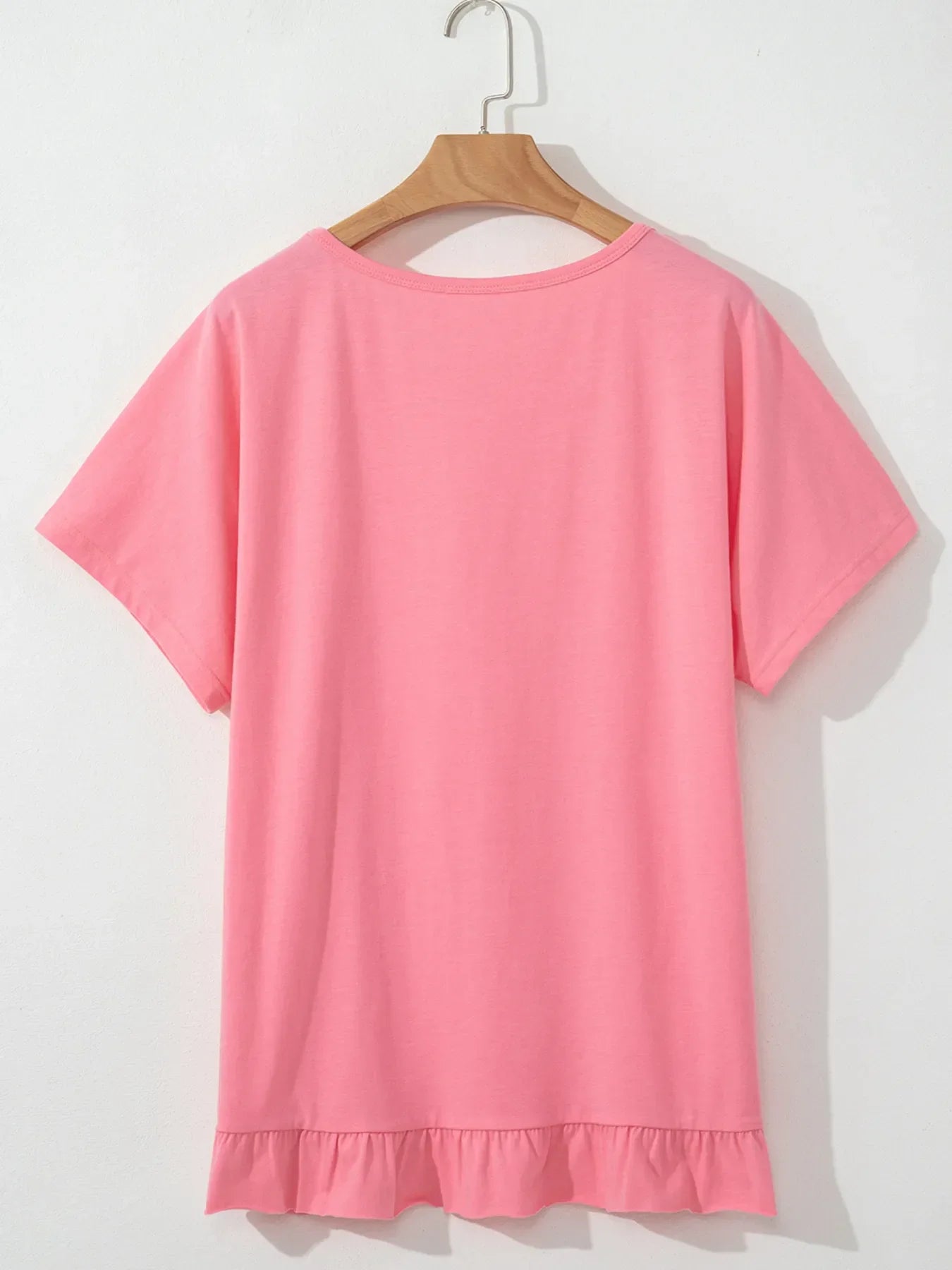 Relaxed Fit Round Neck Ruffle Hem T Shirt With Stretch - Southern Shores Clothing