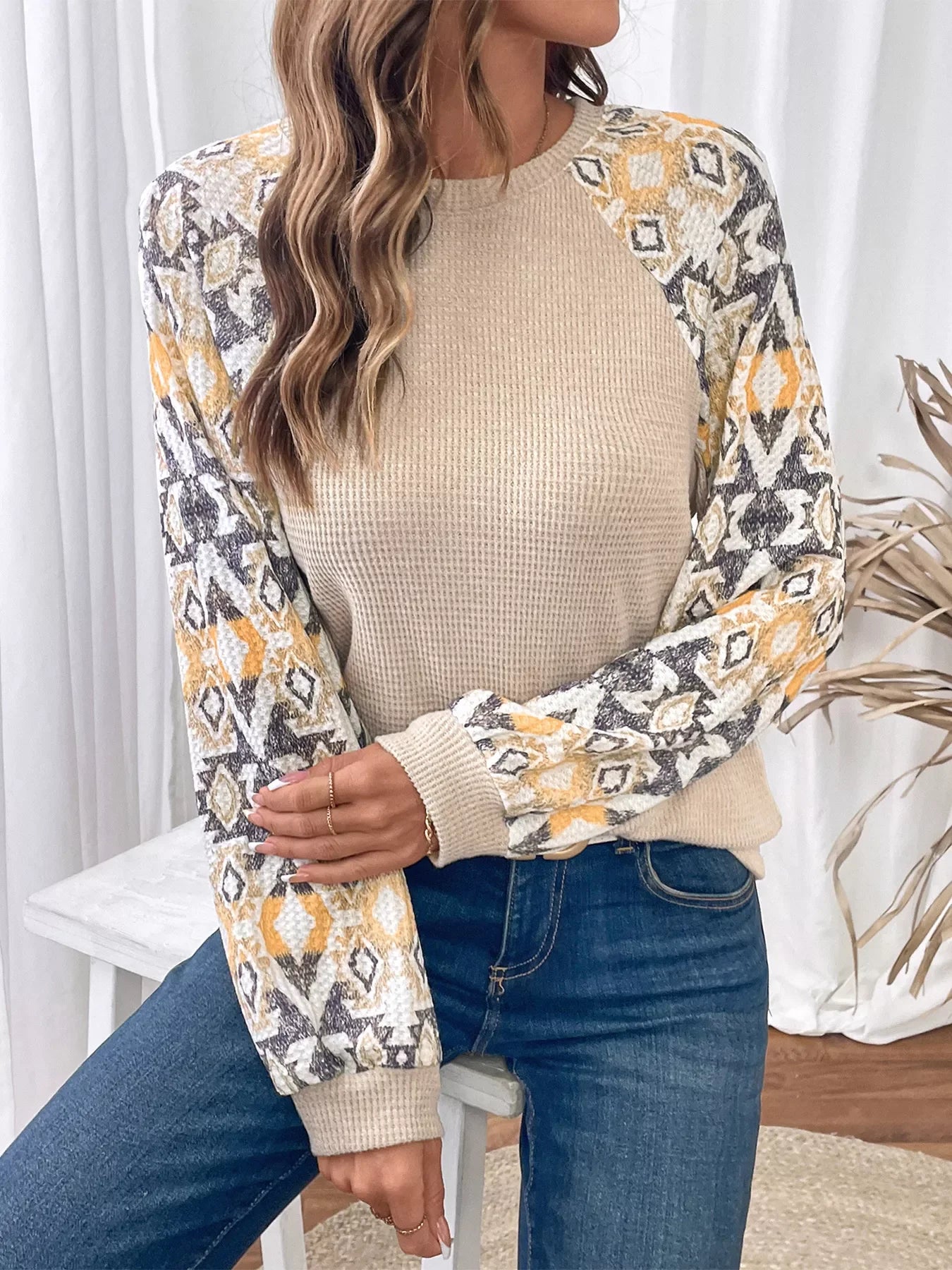 Geometric Pattern Long Sleeve T-Shirt - Southern Shores Clothing