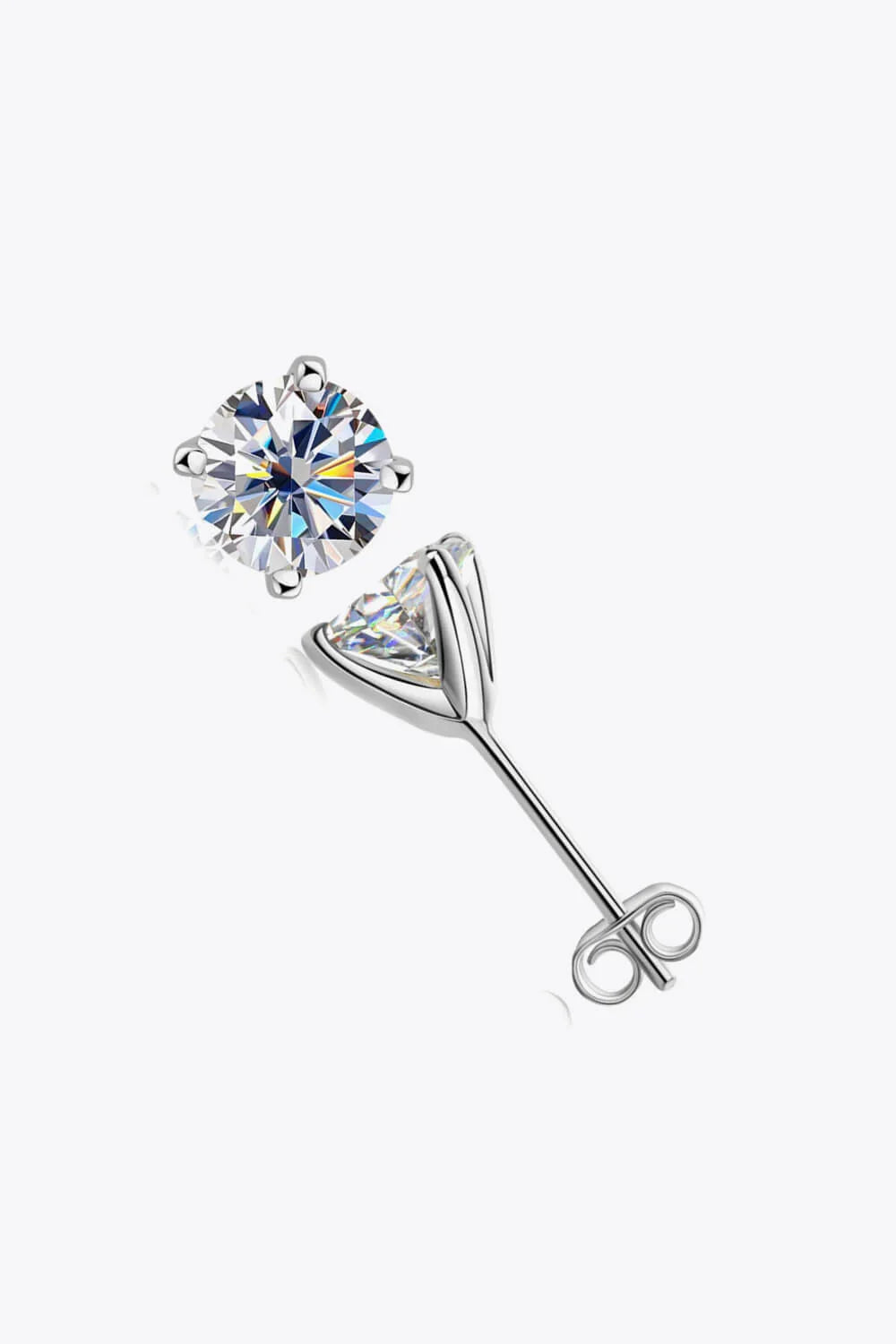 1 Carat Moissanite Sterling Silver Stud Earrings