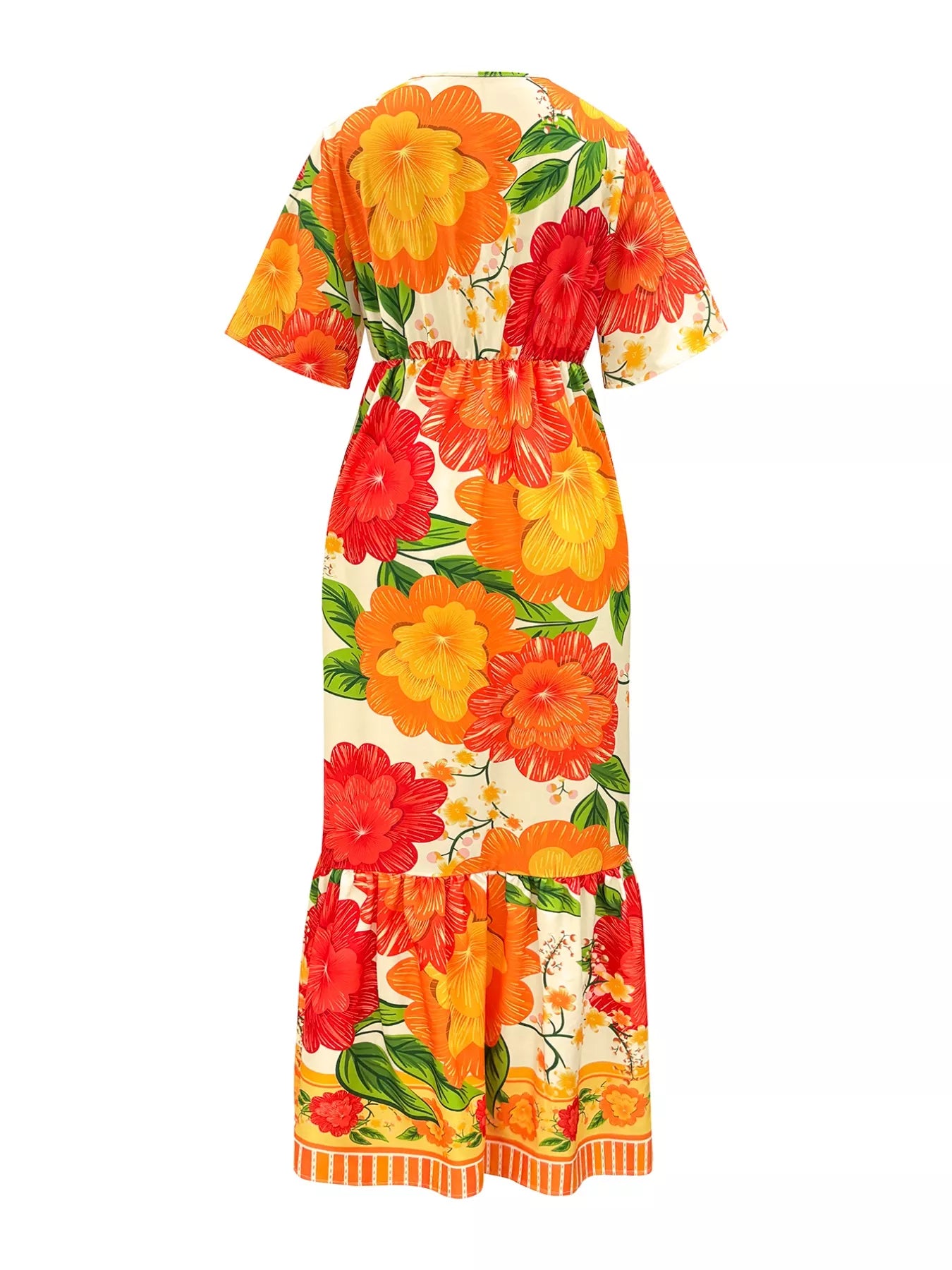 Floral Print V-Neck Maxi Dress Lightweight