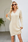Cable Knit Long Sleeve Sweater Dress For Everyday Wear - Southern Shores Clothing